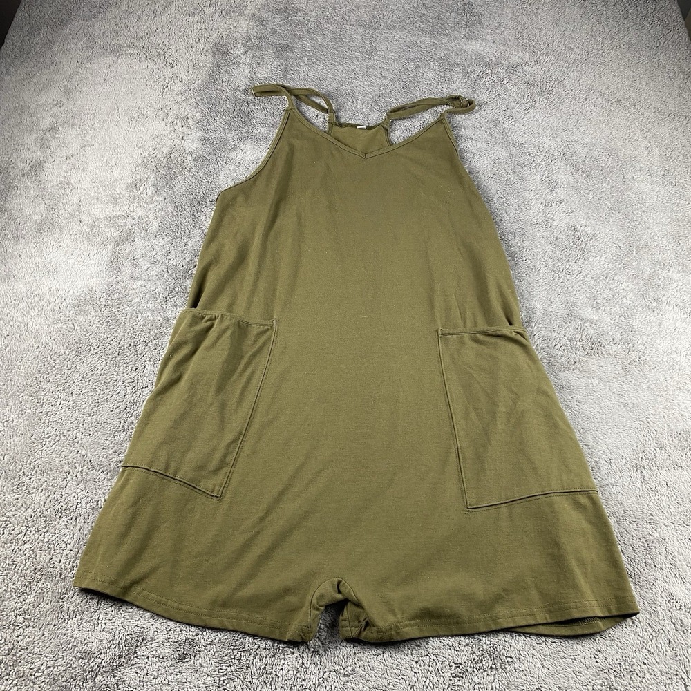 Unbranded Spaghetti Strap Romper Jumpsuit Pockets Womens Medium Green
